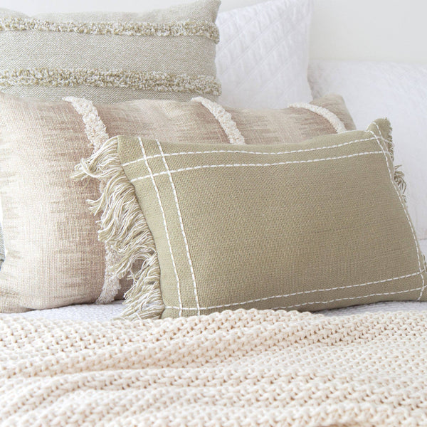 Saratoga Crosshatch Pillow Cover – Textured,  Decorative: Sage / 12" X 18"