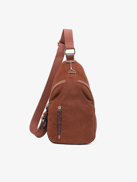Corduroy Dual Compartment Sling Bag