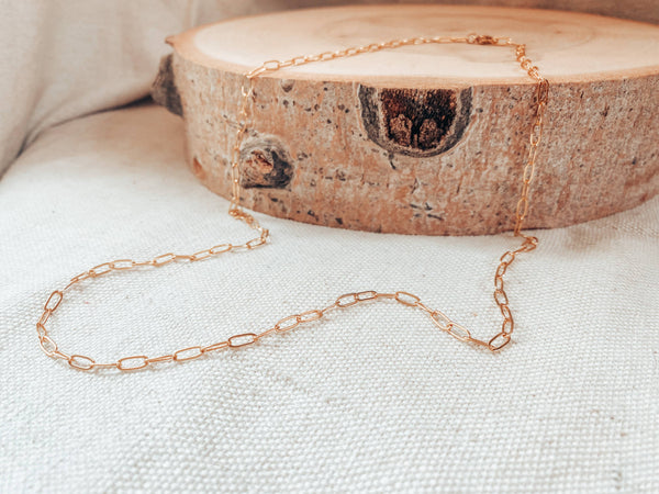 14K Gold Plated Paperclip Chain Necklace: Dainty Link