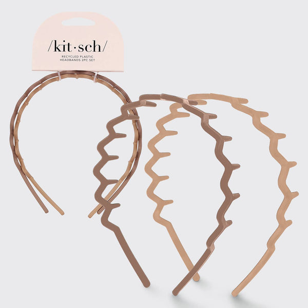 Neutral Plastic Zig Zag Headband 2pc