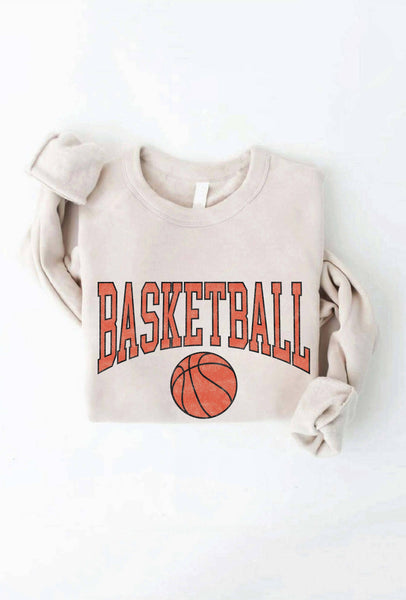 BASKETBALL Tan Graphic Sweatshirt