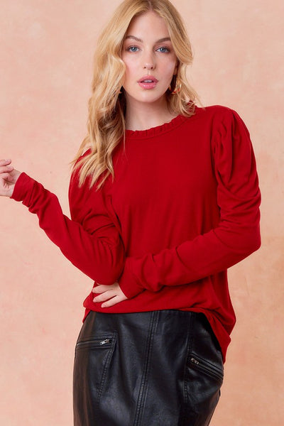 Kendra Gathered Puff Sleeve Top