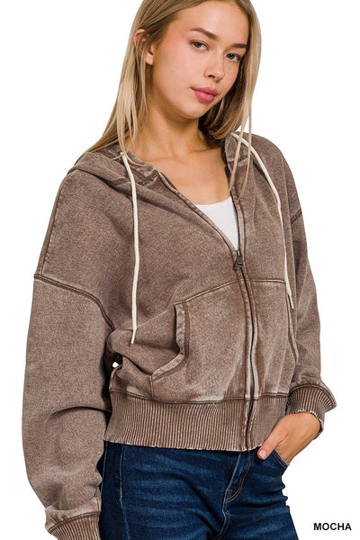 Amy Fleece Cropped Zip-up Jacket