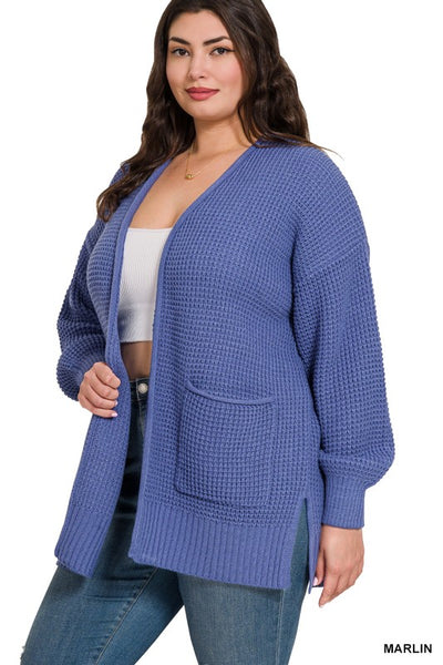 Allie Waffle Knit Plus Size Cardigan