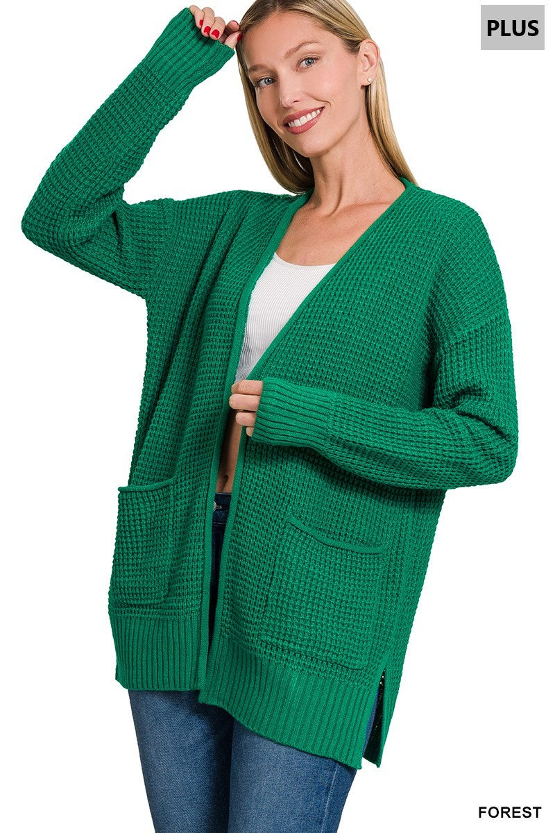Allie Waffle Knit Plus Size Cardigan