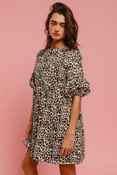Brittany Leopard Denim Dress