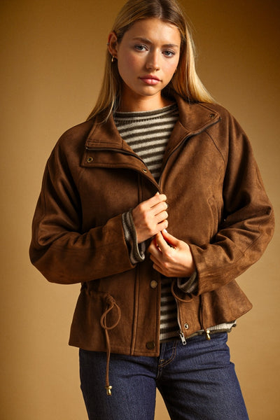 Rachel Suede High Collar Jacket