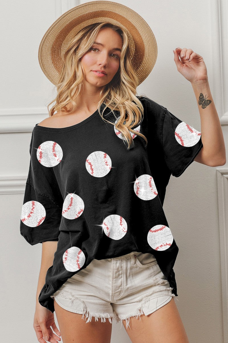 Cindy Sequin Baseball Top