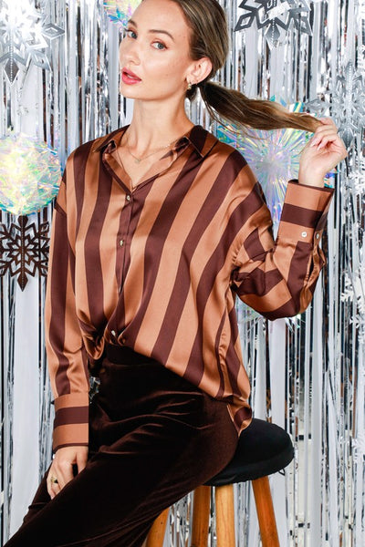 Sally Striped Satin Top