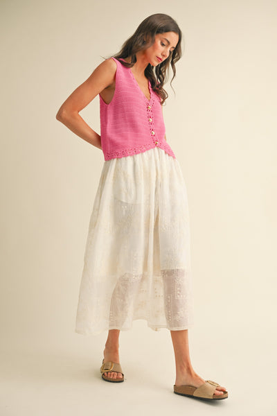 Kelsey Crochet Trimmed Sweater Vest