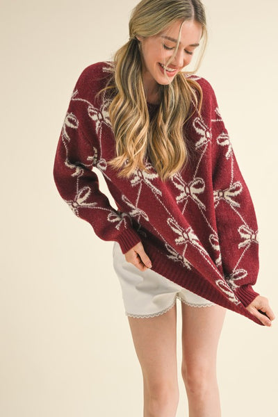 Carrie Patterned Bow Sweater