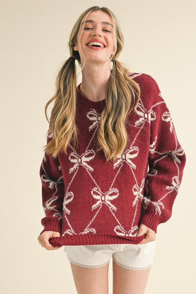 Carrie Patterned Bow Sweater