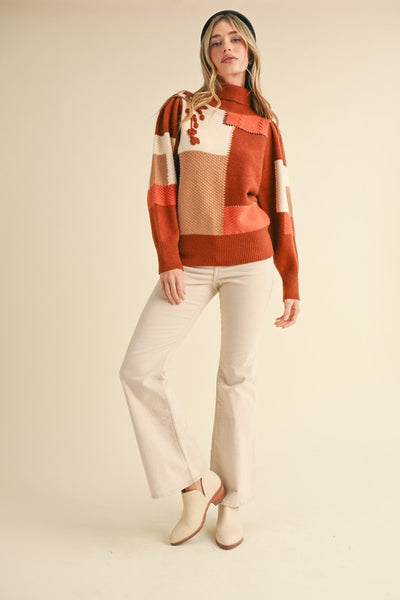 Patchwork Turtleneck Sweater