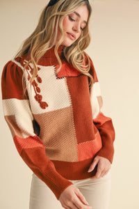 Patchwork Turtleneck Sweater