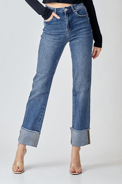 Josie Straight Cuffed Relaxed Jeans