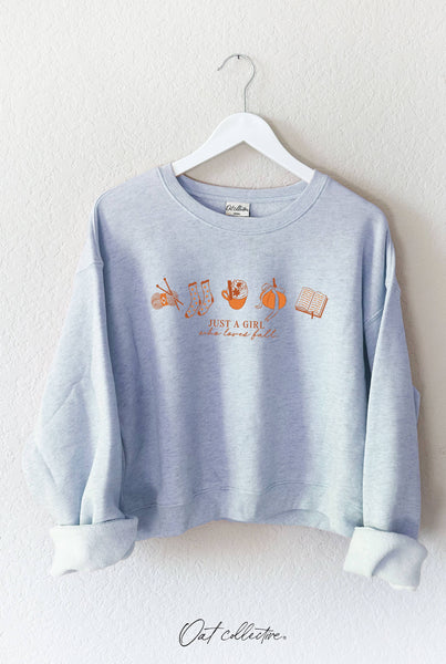 GIRL WHO LOVES FALL Blue Sweatshirt