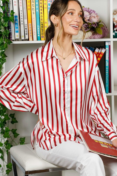 Miranda Striped Satin Top