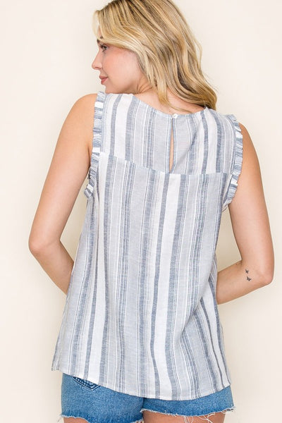 Katie Striped Keyhole Top