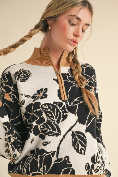 Emily Half-Zip Floral Pullover