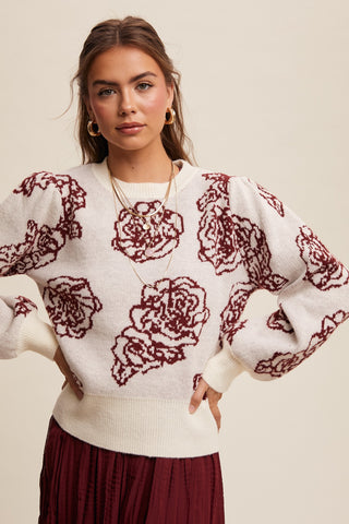 Evelyn Flower Knit Sweater