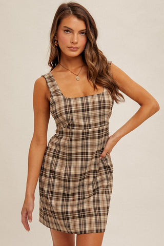 Mary Plaid Pinafore Dress