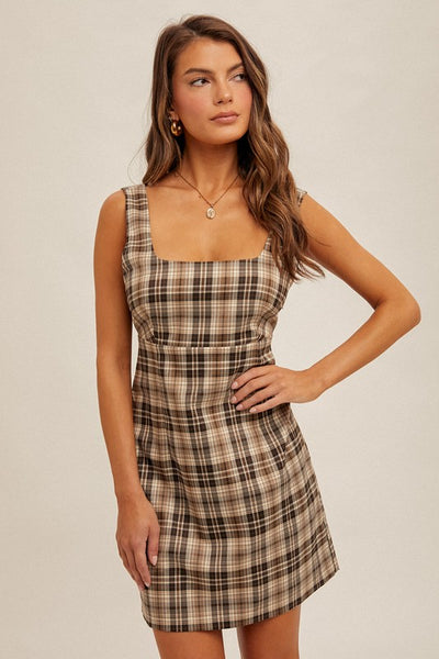 Mary Plaid Pinafore Dress