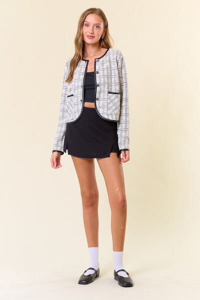 Jacquard Knit Cropped Cardigan