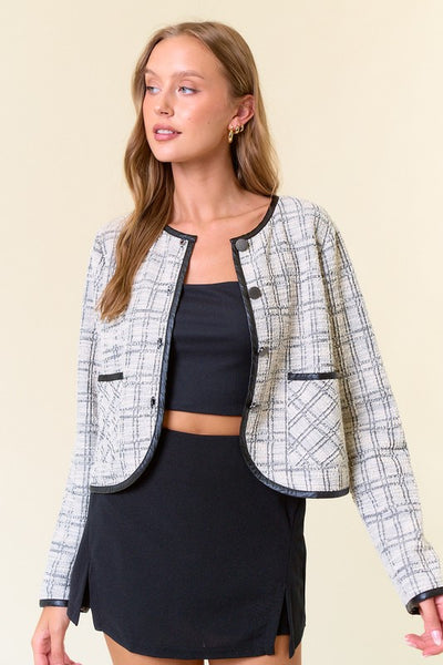 Jacquard Knit Cropped Cardigan