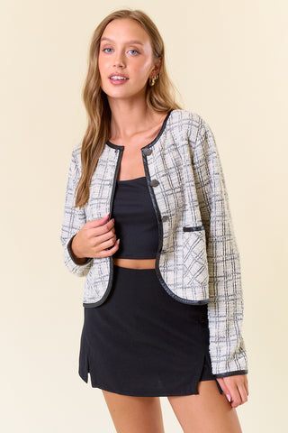 Jacquard Knit Cropped Cardigan