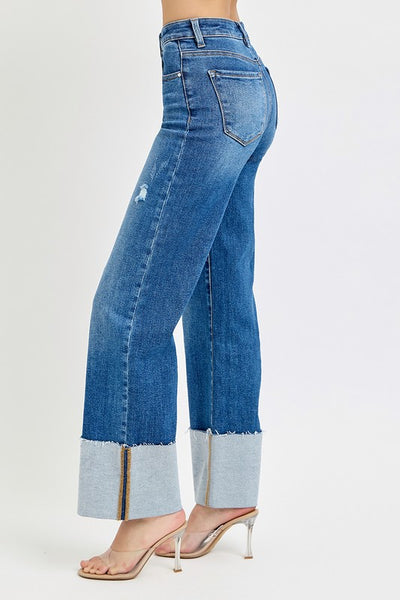 Nicole Ankle Wide Cuffed Jeans