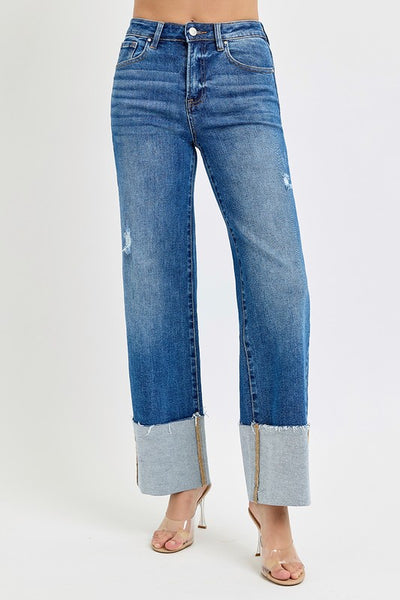 Nicole Ankle Wide Cuffed Jeans
