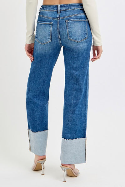 Nicole Ankle Wide Cuffed Jeans