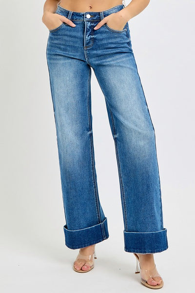 Allison Ankle Wide Cuffed Jeans