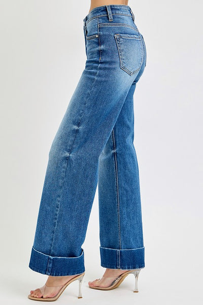 Allison Ankle Wide Cuffed Jeans