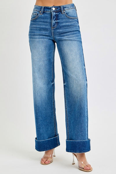 Allison Ankle Wide Cuffed Jeans