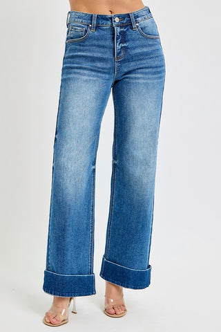 Allison Ankle Wide Cuffed Jeans