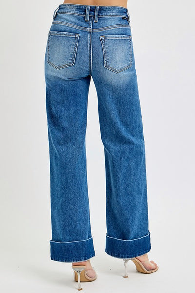 Allison Ankle Wide Cuffed Jeans