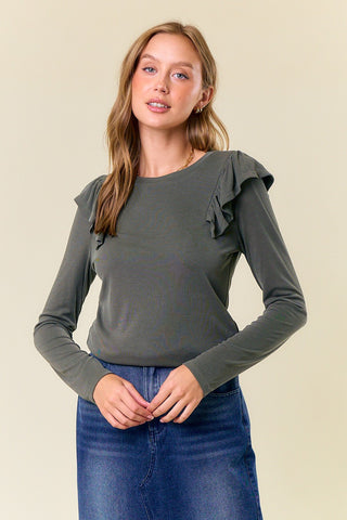 Gia Ruffled Long Sleeve Tee