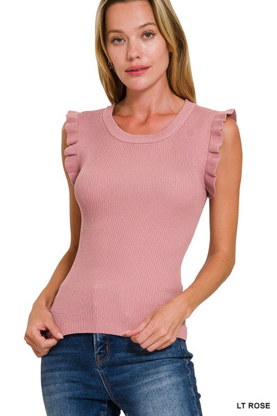 Sadie Ruffle Sleeve Trim Top