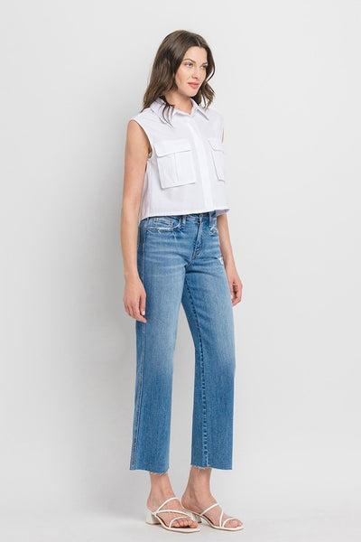 Anna Wide Leg Raw Hem Jeans