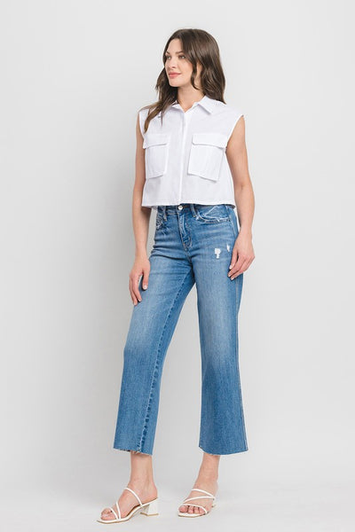 Anna Wide Leg Raw Hem Jeans