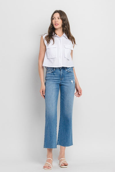 Anna Wide Leg Raw Hem Jeans