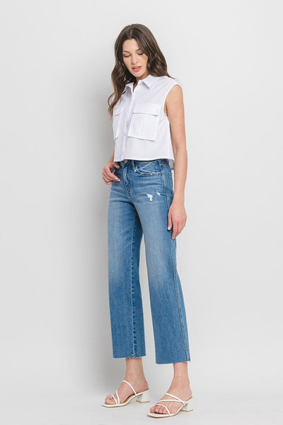 Anna Wide Leg Raw Hem Jeans