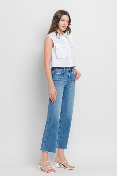 Anna Wide Leg Raw Hem Jeans