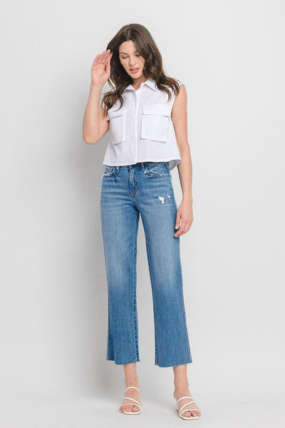 Anna Wide Leg Raw Hem Jeans