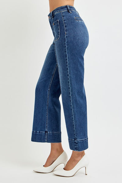 Pintuck Patch Pocket Risen Jeans