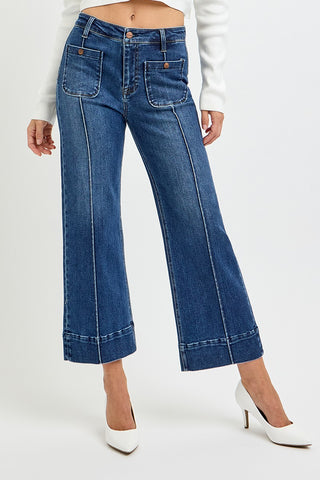 Pintuck Patch Pocket Risen Jeans