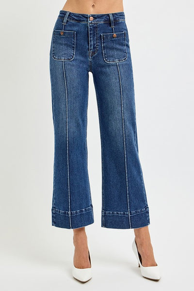 Pintuck Patch Pocket Risen Jeans