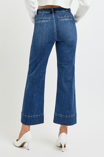 Pintuck Patch Pocket Risen Jeans