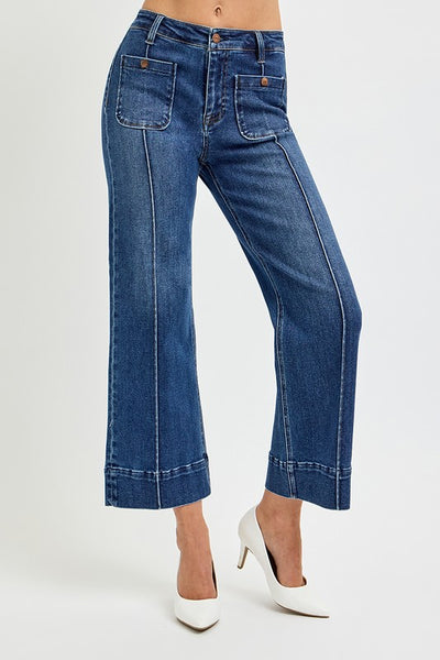 Pintuck Patch Pocket Risen Jeans